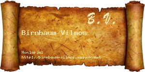 Birnbaum Vilmos névjegykártya